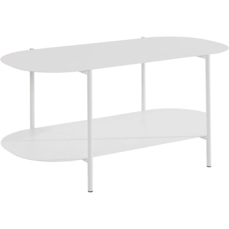 Siliam-Table basse avec 1 étagère en métal blanc