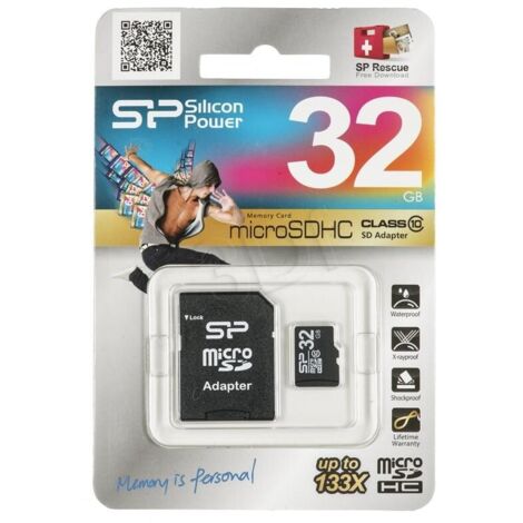 Silicon Power MicroSDHC-Speicherkarte 32 GB Klasse 10 + MicroSD-SD-Adapter (Sp032Gbsth010V10Sp)