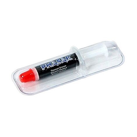 Silicona Térmica Gris Plata en Jeringuilla Phasak 0.5g, ideal para procesadores, chips y tarjetas gráficas – Alta conductividad, segura, precisa, compacta y sin residuos