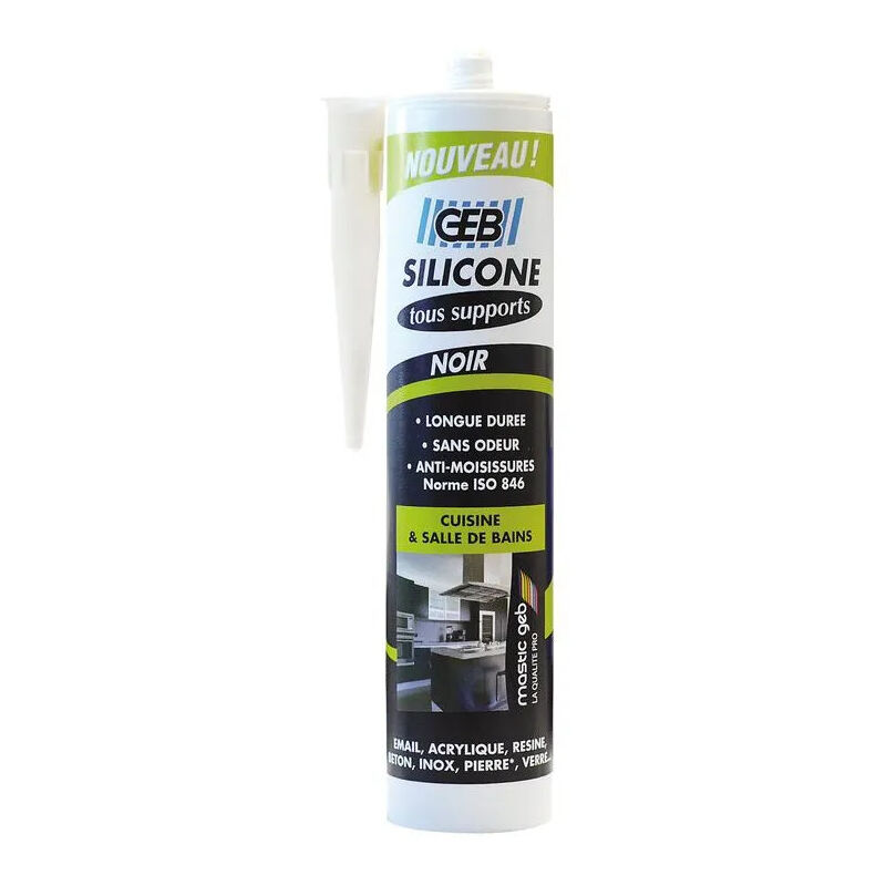

GEB - Silicona todos los soportes: negro, 280 ml