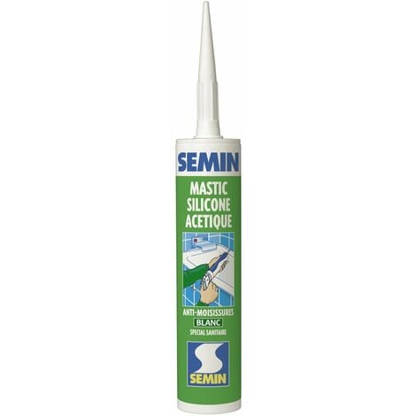 Silicone acétique sanitaire blanc pour les joints d'étanchéité anti moisissures Semin - intérieur - cartouche de 310 ml