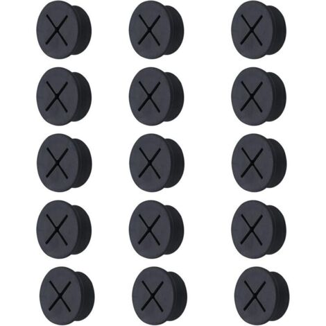 Silicone Cable Grommets, Cable Hole Eyelets, Cable Hole Cover, Cable Grommet, Plastic Cable Grommets, Round Cable Hole Cover, for Offices, Cable Management, 15 Pieces