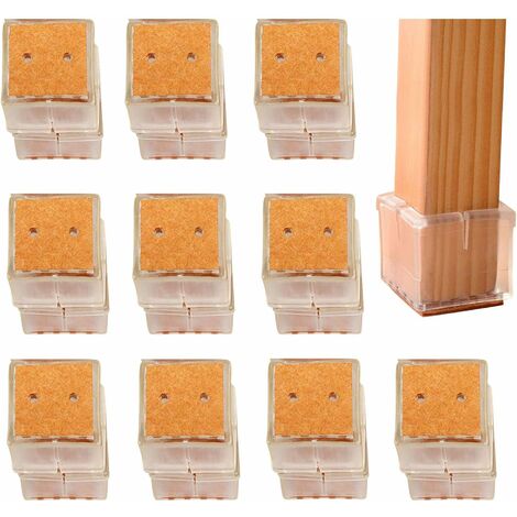 SWYEOOT Silicone Chair Caps Feet Pads, 20pcs Square Table Feet Mats Table Cover Scratches Protectors for 30-35MM Chair Cap - Transparent (Square/3-3.5cm)