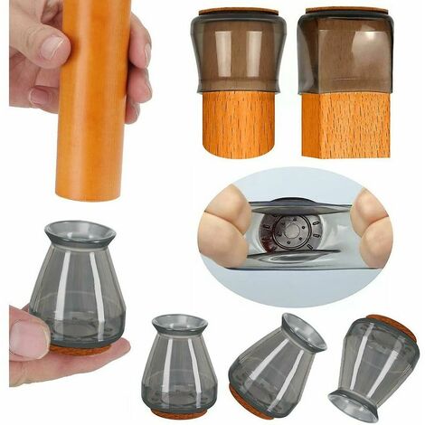 Silicone Chair Leg Floor Protectors with Felt, Chair Leg Caps, 16 Pieces (Size Small: 0.5 - 1, Black)