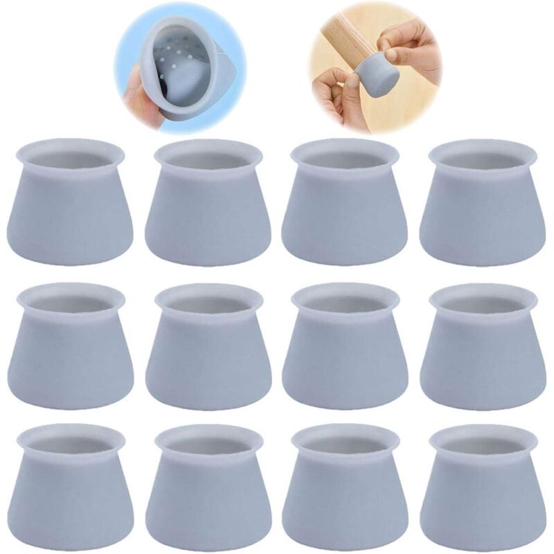 Silicone Chaise Casquettes Pieds, 12 Pcs Housse Protection Pied Meuble Chapeaux de Chaise Couvre-Pieds Table de Meuble Ronde Coussin Chaise de Table