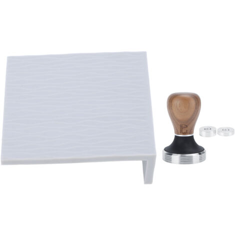Silicone Coffee Tamper Mat Stainless Steel Coffee Tamper with 58mm Wood Tamper for Home Kitchen Gray
