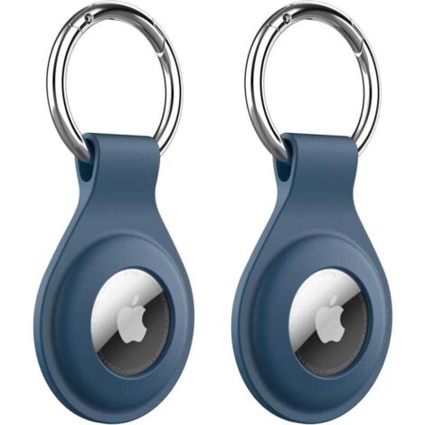 Silicone Coque pour AirTag 2021 avec Porte-Clés, Étui Housse de Air Tag Portable Protection, Installation Facile, Lot de 2 (Bleu profond)