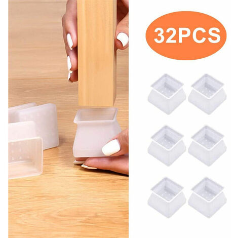 Silicone Corner Leg Covers for Chair Legs, 32 Pieces, Tables, Chairs, Foot Pads, Chair Caps, Chair Leg Guards, to Prevent Scratches and Noise for Floor Protection, for 3 Table Legs, 5cm to 4.5cm