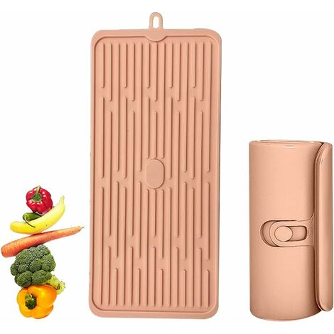 FUHUIDA TRADING Silicone Dish Dry Mat, Non-slip Drain Pad for Kitchen Counter, Multifunctional Drying Mat for Countertop Cold Drink Hot Pans Pots Glassware Silverware