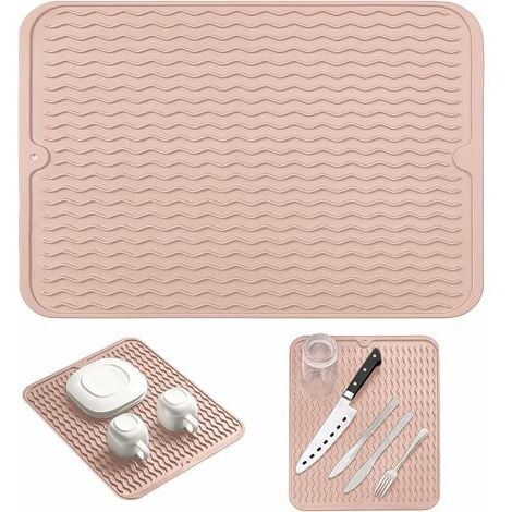 Self Draining Silicone Dish Drying Mat 16 x 12 Twin Pack