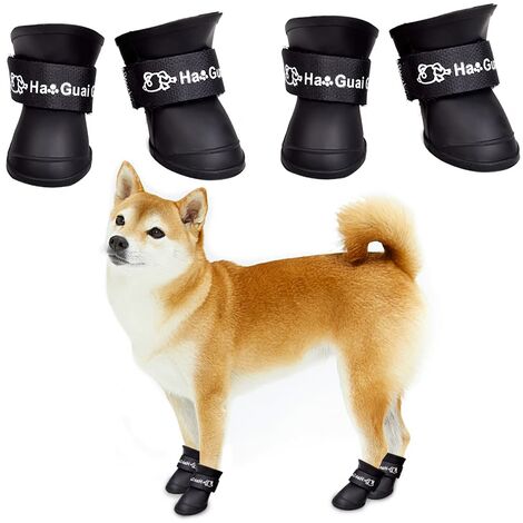 LangRay 4Pcs Dog Shoes Silicone Boots Waterproof Anti-slip Protective Rain  Shoes for Small Pet Dog (XL / Black)