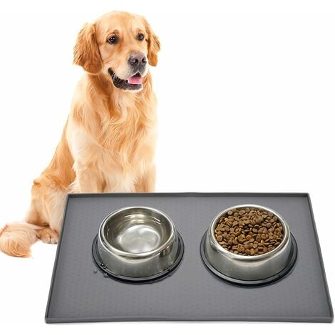 Leashboss Dog Mat for Food and Water Bowls - Silicone Waterproof Cat and  Dog Feeding Mats for Floor - Non Slip with Raised Edges to Prevent Pet  Splash