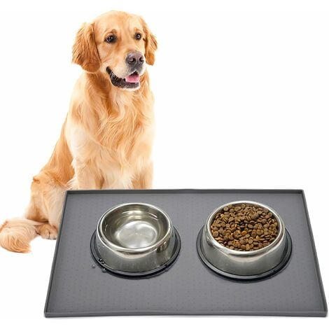 Leashboss Splash Mat Dog Food Silicone Tray with Tall Lip - Gray