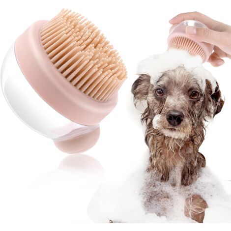 Silicone Dog Cat Shampoo Brush Pet Dispenser Dog Hair Cleaning for Dog Cat,Pink