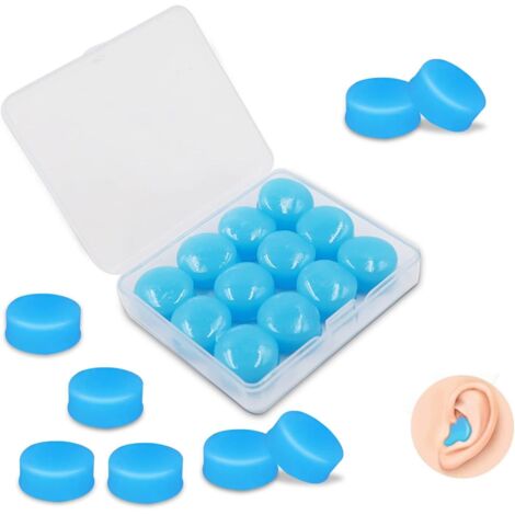 Silicone Ear Plugs, 12 PCS (6 Pairs) Noise Cancelling Ear Plugs for Sleeping Swimming, Travelling Waterproof Ear Plugs for Kids and Adults Moldable Earplugs
