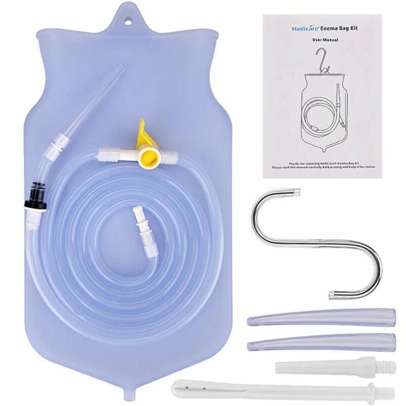 Forehill - Silicone Enema Bag Cleaner Irrigator 2L Silicone Bag + Yellow Handle Accessoires