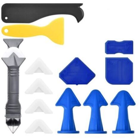 Silicone Grattage à joint Kit d'outils de calfeutrage en silicone pour enlever le calfeutrage Buse d'étalement Applicateur de mastic et outils de finition
