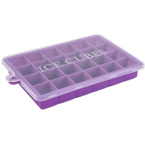Silicone Ice Cube Tray with Lid Square Ice Cubes Baking BPA Easy to Release for Juice Baby Food Chocolate 24 Holes