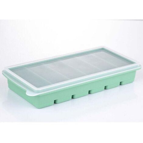 Silicone Ice Cube Trays with Lid, Large Size Easy-Remove Ice Cube Mold, BPA-Free for Wine, Cocktails, and Beverages, Light Green