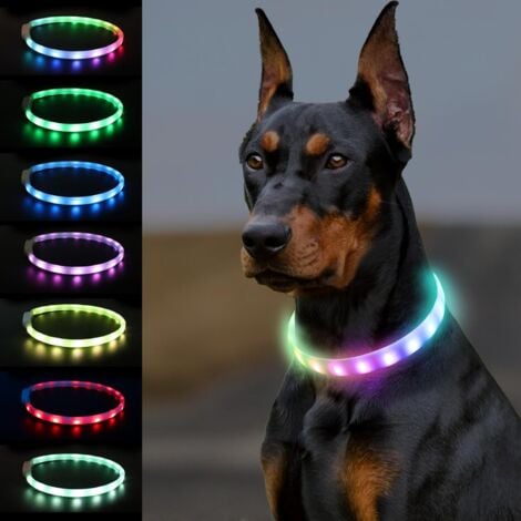 Silicone LED Dog Light Collar, USB Charged Light Dog Lamp Collar, Suitable for Puppy Medium Large Dogs