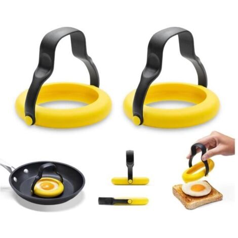Silicone Moule Oeuf au Plat, Moule Pancake Antiadhésif, Silicone Anneaux d'Oeufs, Poignée Rotative à 360 Degrés pour Œufs Plat - sh