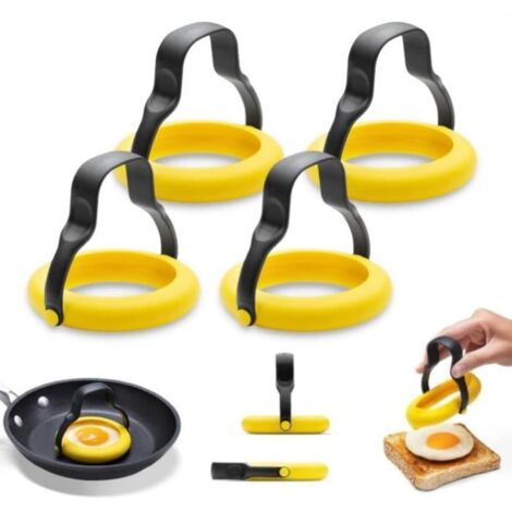 Silicone Moule Oeuf au Plat,Moule Pancake Antiadhésif,Silicone Anneaux d'Oeufs,Poignée Rotative à 360 Degrés pour Œufs au Plat