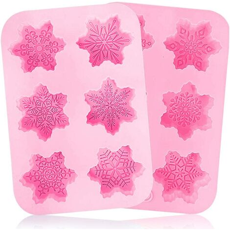 Silicone Moules Noël 2PCS Flocon de neige Moule à gâteau en silicone Biscuit Gâteau de Noel Moule Savon Moule Gâteau Moules Outils de Cuisson Bricolage Moule