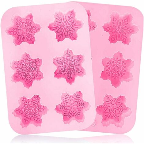Silicone Moules Noël 2PCS Flocon de neige Moule à gâteau en silicone Biscuit Gâteau de Noel Moule Savon Moule Gâteau Moules Outils de Cuisson Bricolage Moule