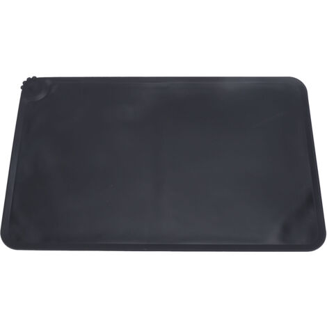 Silicone Pet Feeding Mat Spill Proof Anti Slip Washable Cute Look Cat Dog Food Water Bowl Mat for Indoor Black