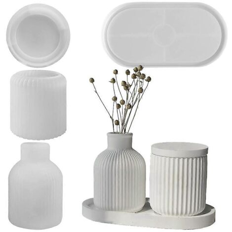 Silicone Planter Molds, 4 Pcs Plaster Vase Silicone Mould-As Shown-