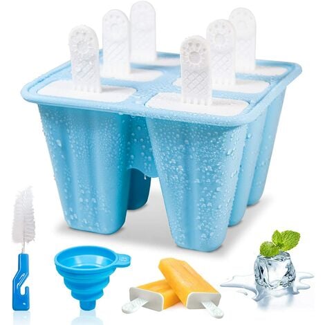 Silicone Popsicle Molds, 6 Pieces IceMolds, BPA Free Popsicle Mold Reusable  Easy Release IceMaker, Popsicle Mould with Cleaning Brush and Silicone  Funnel, Popsicle Molds Blue 