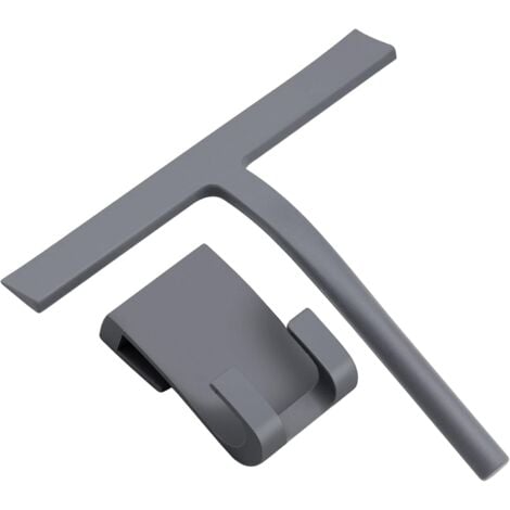 Silicone Shower Squeegee with Stainless Steel Core, Shower Squeegee for Bathroom Glass Cleaning, 9 x 8.5 Inch, Gray