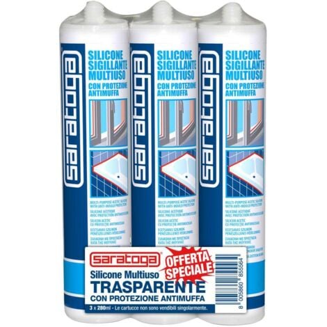 silicone sigillante multiuso antimuffa saratoga trasparente 3x280 ml