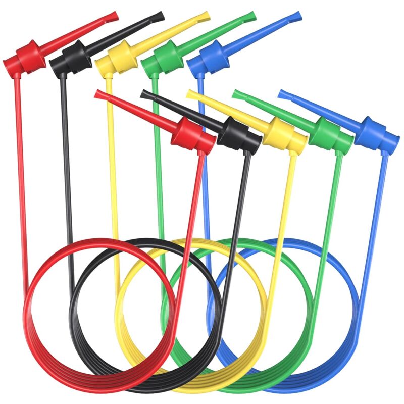 Silicone Test Leads 5PCS Test hook to Test hook Test Cables Wires Dual ic Test Hooks Clips for Electronic Testing