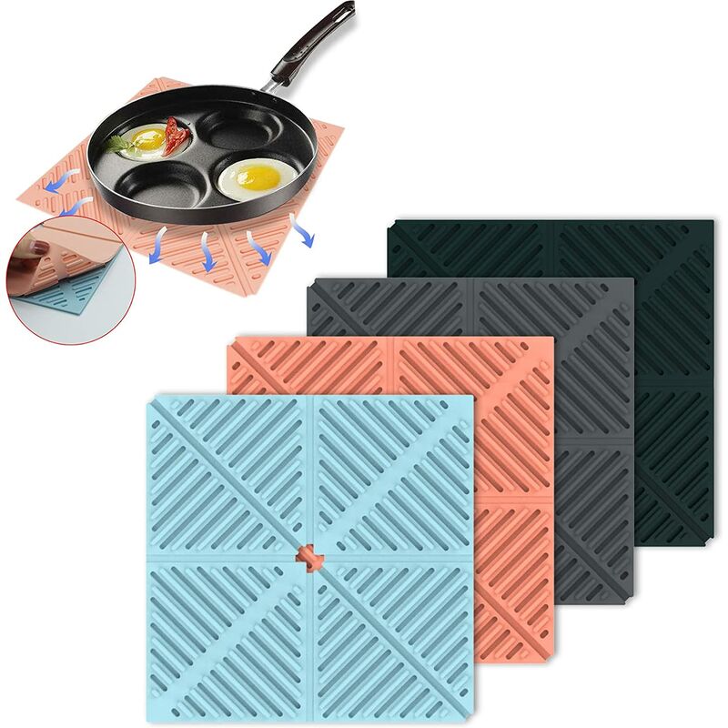 Silicone Tripod (Set of 4) - Square Foldable Tripod for Kitchen Counters, Tables, Pots and Pans