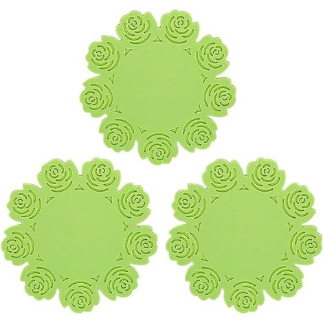 Silicone Trivet Heat Resistant Mat | Potholders for Kitchens | Trivets for Hot Dishes, Hot Pads for Kitchen | Kitchen Accessories Cooking Accessories | Mint Roses, Set of 4,Green