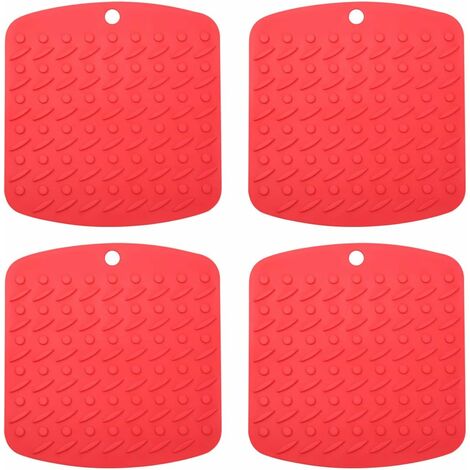 Zulay Kitchen 4 Pack Silicone Trivet Mat Set 7x7 Silicone Pot Holders - Gray