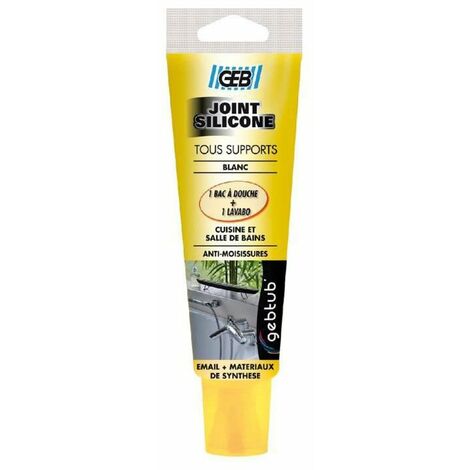 GEBTUB JOINT SILICONE TOUS SUPPORTS pour surfaces synthétiques et émaillées  tube 100 ml Blanc