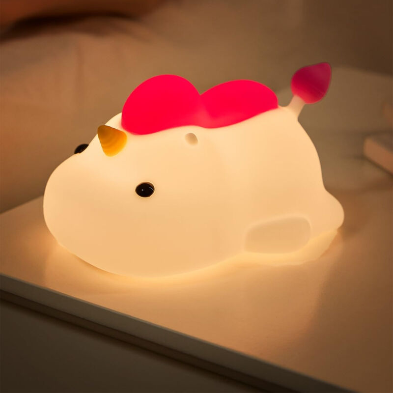 Silicone Unicorn Night Light – Rechargeable LED Lamp With Touch Control and 30-Minute Timer for Kids Room