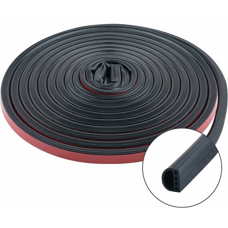 Silicone Weatherstrip, Multi-hole Sealing Strip for Doors and Windows, Anti-Collision, Soundproof, Dustproof, Windproof, 6m (D96mm, Black)