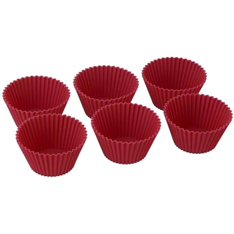 silikomart 25.420.01.0165-6 stampi per cupcake a forma rotonda, in silicone, 6,8 x 6,8 x 3,2 cm, colore: Rosso