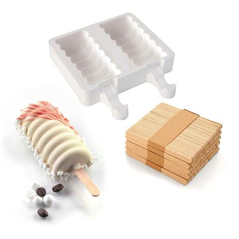 silikomart  GEL04 Stampo in Silicone per Gelati TANGO, Antiaderente, 2 Gelati a Spirale, Confezione da 1 Stampo + 50 Stecchi in Legno, Easy Ice Cream, 92 x 45 h 27,5 mm, Volume 180 ml, Made in Italy