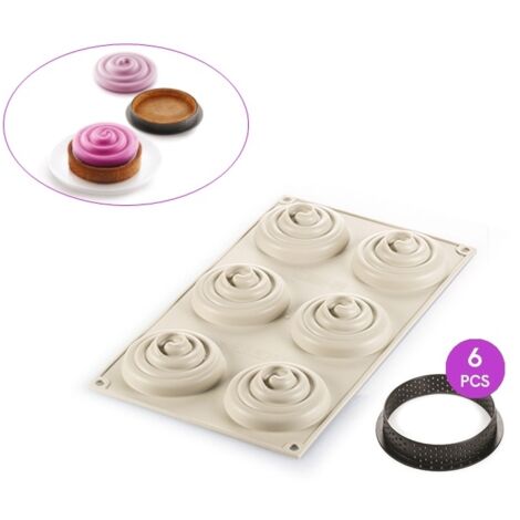 Silikomart Kit mini tarte Twist beige 6 pièces