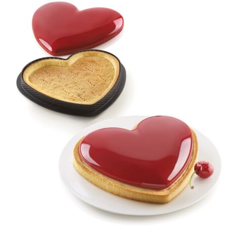 Silikomart Kit Tarte Mon Amour Set Anello Microforato Cuore e Stampo in Silicone 188x158mm