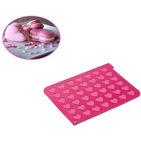 silikomart  MAC03 Stampo in Silicone per Monoporzioni MACARONS a Cuore, Antiaderente, 21 Macarons, Confezione da 1 Stampo per Dolci, 300 x 400 mm, h 1.5 mm, Made in Italy