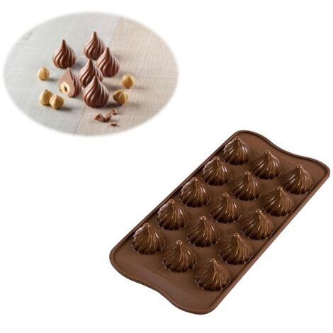 silikomart  SCG28 Stampo in Silicone per Cioccolatini CHOCO FLAME, Antiaderente, 15 Cioccolatini, Confezione da 1 Stampo per Dolci, Easy Choc 3D, Ø 27 h 28 mm, Made in Italy
