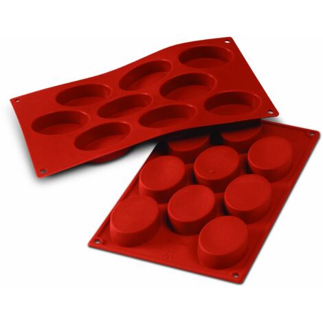 silikomart SF018 OVALI Stampo in Silicone 70x50 h 20 mm, Rosso, M