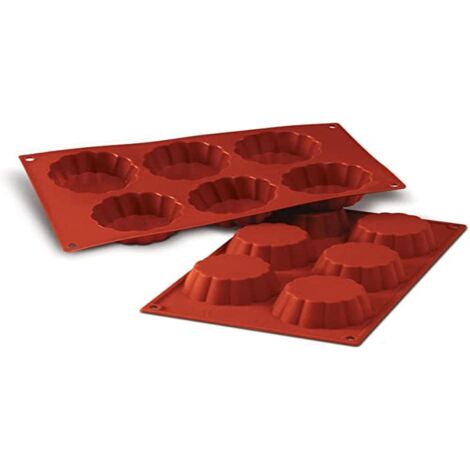 Silikomart  SF035 Stampo in Silicone per Monoporzioni BRIOCHETTE, Antiaderente, 6 Monoporzioni, Confezione da 1 Stampo per Dolci, Ø 79 h 30 mm, Made in Italy