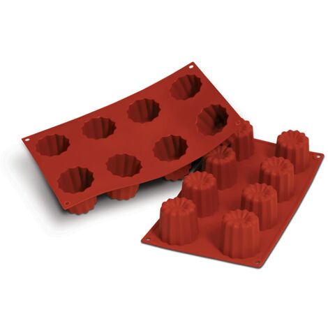 Silikomart SF050 CANNELÉ Stampo in Silicone Ø55 h 50 mm, Rosso, 30 x 17 x 5,5 cm