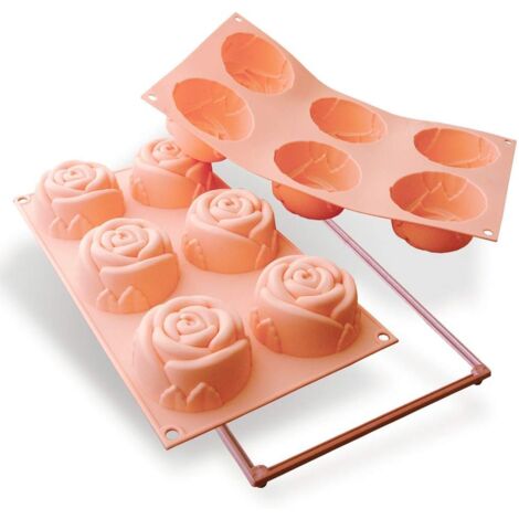 Silikomart SF077 Rose Stampo in Silicone Ø76 h 40 mm, Rosa